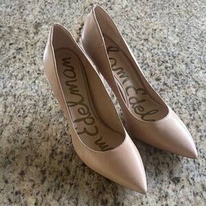 Sam Edelman Tan Pointed-Toe Leather Pumps